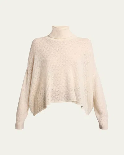 Chloé Pointelle Asymmetric Wool Sweater In White