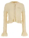 Chloé Pointelle Cardigan Sweaters And Cardigans White In Nude