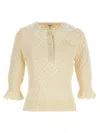 Chloé Pointelle Knit Sweaters And Cardigans White In Yellow