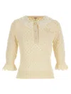 Chloé Pointelle Knit Sweaters And Cardigans White In Yellow