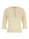 Chloé Pointelle Knit Sweaters And Cardigans White In Yellow