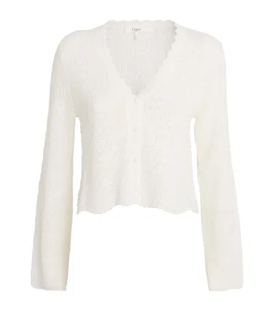 Chloé Pointelle Knit Cardigan In White