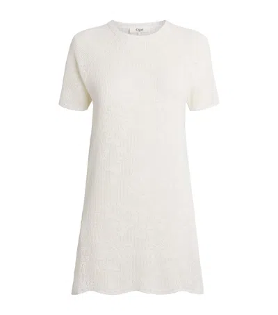 Chloé Pointelle Knit Mini Dress In White
