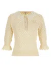 Chloé Pointelle Knit Sweater With Lace Collar