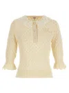 Chloé Pointelle Knit Sweaters And Cardigans White In Yellow