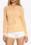 Chloé Pointelle Knit Tank Top And Cardigan Set In Orange