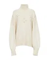 Chloé Pointelle-knit Wool Turtleneck Sweater In White