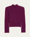 Chloé Open-knit Wool And Cashmere-blend Turtleneck Sweater In Sparkling Purple