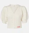 Chloé Chloe Pointelle Wool And Cashmere Cardigan In White