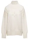 Chloé Pointelle-knit Wool Turtleneck Sweater In Beige