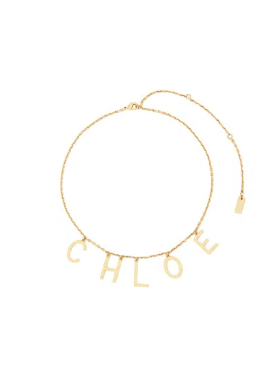 Chloé Polished Brass Necklace In Gold