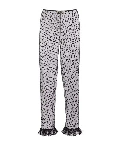 Chloé Polka-dot Cotton-blend Tulle Straight Pants In Black