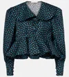 Chloé Polka-dot Peplum Silk Jacquard Top In Multi