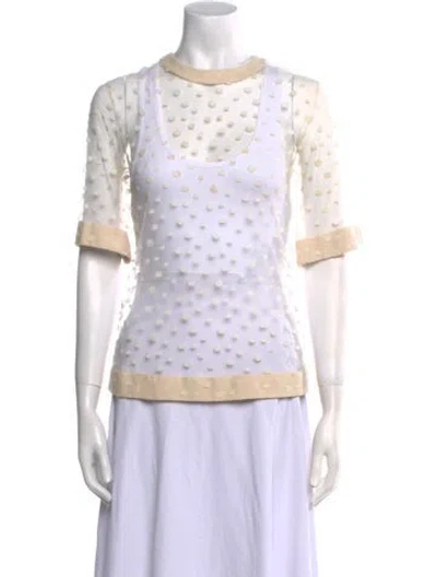 Pre-owned Chloé Polka Dot Print Crew Neck Tunic In White