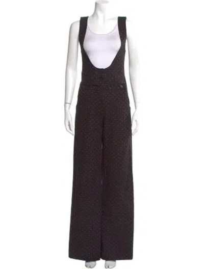 Pre-owned Chloé Polka Dot Print Scoop Neck Jumpsuit In Black