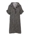 Chloé Short-sleeved Dots-print Silk Jacquard Mini Dress Clothing In Black