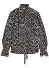 Chloé Tie-detailed Polka-dot Silk-jacquard Blouse In Black