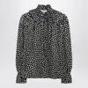 Chloé Women Black Blouse With High Neck And All-over Polka Dot Motif In Silk Woman In Black