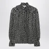 Chloé Women Black Blouse With High Neck And All-over Polka Dot Motif In Silk Woman In Black