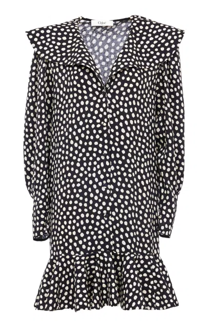 CHLOÉ POLKA-DOT SILK JACQUARD MINI DRESS