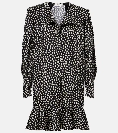 Chloé Ruffled Polka-dot Silk-jacquard Mini Dress In Black