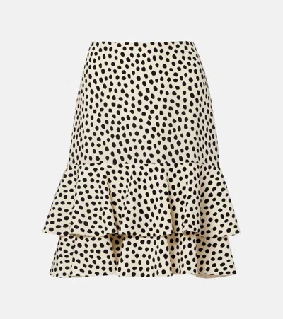 Chloé Polka-dot Tiered Silk Miniskirt In White