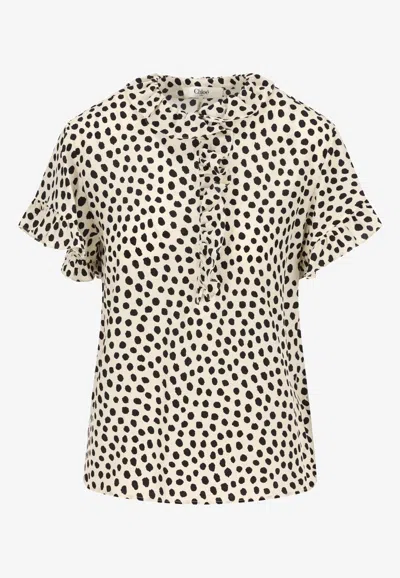 Chloé Polka Dots Crepe De Chine Blouse In Pattern
