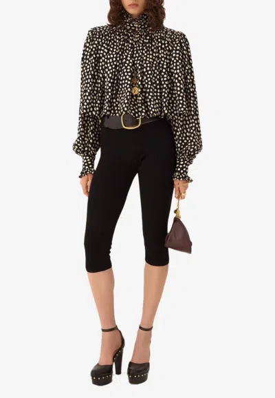Chloé Polka Dots Silk Jacquard High-neck Top In Multi
