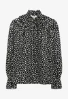 Chloé Blouse With Ruffles And Ribbons On The Front In Silk Jacquard In Animal Print