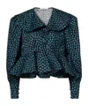 Chloé Polka-dot Peplum Silk Jacquard Top In Blue