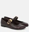 Chloé Polly Croc-effect Leather Mary Jane Flats In Sharp Brown