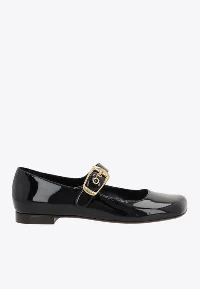 CHLOÉ POLLY PATENT LEATHER MARY-JANE BALLET FLATS