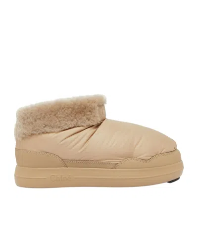 Chloé Polly Round-headed Short Boots In Nude