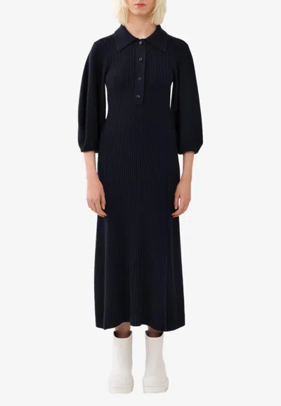 Chloé Polo Midi Dress In Wool In Blue