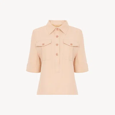 Chloé Polo Shirt In Cotton Gabardine In Pink