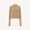 Chloé Wool And Cashmere Polo Neck Sweater In Brown