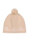 Chloé Pompom-detail Knitted Beanie In Neutral