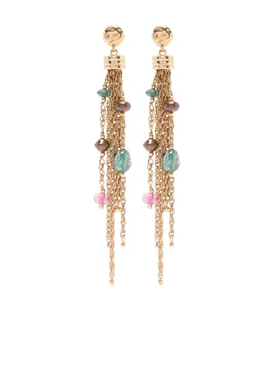 Chloé Chloe The Pompoms Tassel Drop Earrings In Gold