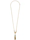 Chloé Link Chain Gemstone Tassel Necklace In Gold