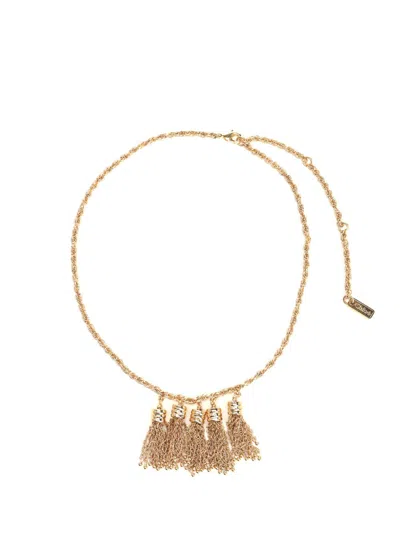 Chloé Pompoms Tassel Decor Necklace In Gold