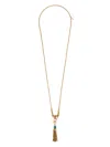 Chloé Link Chain Gemstone Tassel Necklace In Gold