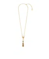 Chloé Link Chain Gemstone Tassel Necklace In Yellow