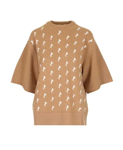 Chloé Pony Embroidered Sweater In Nude