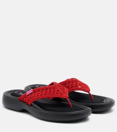 Chloé Poolette Crochet Thong Sandals In Black
