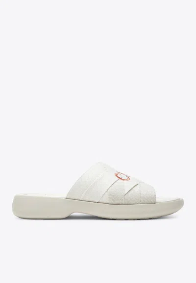 Chloé Poolette Clogs In Ivory Woven Linen In White