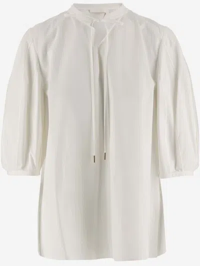 Chloé White Balloon Sleeves Top In Beige
