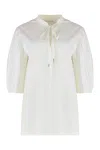 Chloé Puff-sleeve Cotton Blouse In Neutral