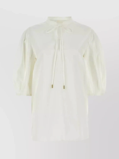 CHLOÉ POPLIN BLOUSE WITH SIDE SLITS AND TIE-NECK DETAIL