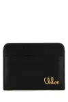 Chloé Black Leather Card Holder In Brown