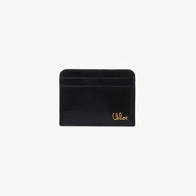 Chloé Porte-cartes  Iconic En Cuir Brillant Femme Noir Taille Onesize 100% Cuir De Veau In Black